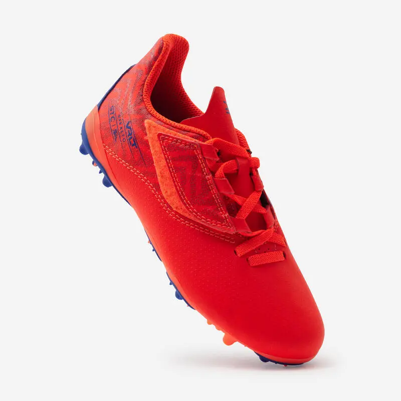 Kipsta BOTAS DE FÚTBOL NIÑO TIRA AUTOADHERENTE VIRALTO I EASY MG/AG NARANJA Y AZUL - Imagen 4