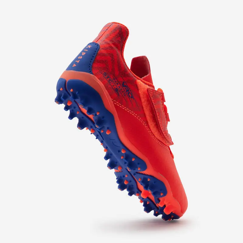 Kipsta BOTAS DE FÚTBOL NIÑO TIRA AUTOADHERENTE VIRALTO I EASY MG/AG NARANJA Y AZUL - Imagen 5