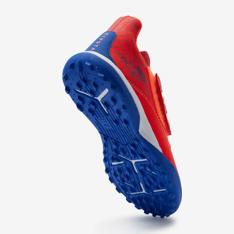 Kipsta BOTAS DE FÚTBOL NIÑO TIRA AUTOADHERENTE VIRALTO I EASY TURF TF NARANJA Y AZUL - Imagen 3