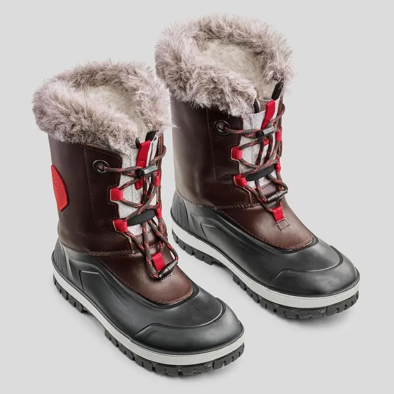 Quechua Botas De Nieve Niños Talla 30-38 Piel Impermeable SH500 Marrón - Imagen 2