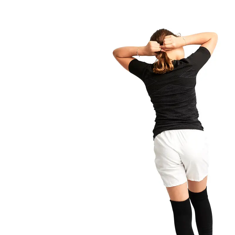 Camiseta Térmica De Fútbol Manga Corta Niños Kipsta Keepdry 500 Negra - Imagen 4