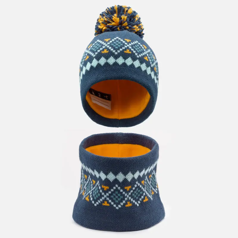 WEDZE Gorro Y Braga De Cuello De Bebé Esquí / Trineo De Lunares Azul Marino Y Rosa - Imagen 6