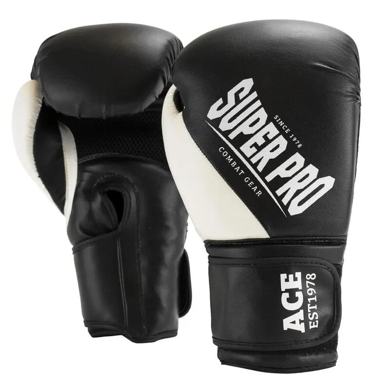 Super Pro Combat Gear Guantes De Boxeo - Ace - En Blanco Y Negro - Imagen 2