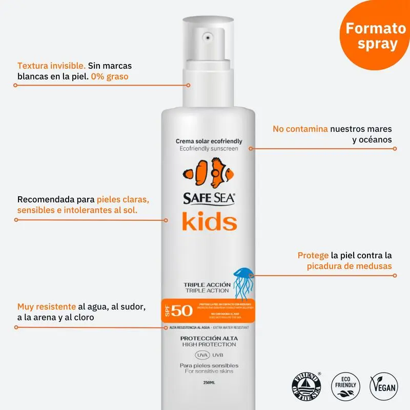 Safe Sea Spray Solar Corporal Para Niños SPF 50 - Imagen 3