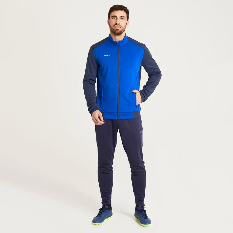 Sudadera Chándal De Fútbol Con Cremallera Aduto Kipsta Essential Marino Y Azul - Imagen 4