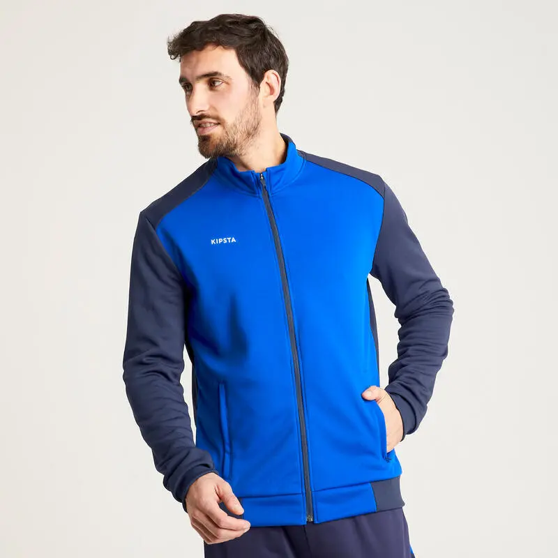 Sudadera Chándal De Fútbol Con Cremallera Aduto Kipsta Essential Marino Y Azul